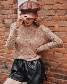 Lasaky - Casual sweater with long sleeves and pearls Half Sleeve Sweater, Casual Sweater, Knit Crop Top, Knit Crop, Casual Sweaters, Knit Set, Sweater Sleeves, Long Sleeve Casual, Olivia Mark