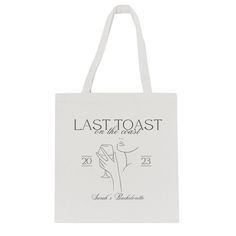 a white shopping bag with the last toast on it