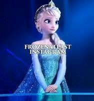 the frozen queen is standing in front of a blue background