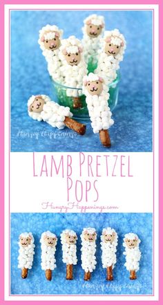 lamb pretzel pops are made with marshmallows to make them look like sheep