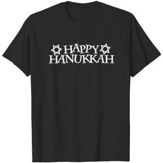 happy hanukkah t - shirt with stars on it