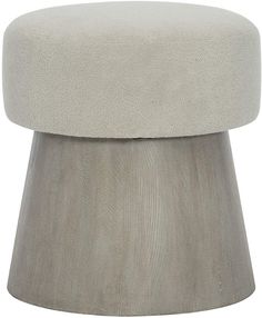 a grey stool with a wooden base