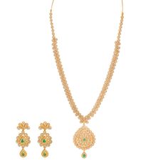 This is a ravishing emerald and diamond necklace and earring set. It features 36.6ct uncut diamonds and precious emeralds set in 22K gold on a cable-ink chain. The gold weight is 78.4 grams. This emerald and diamond necklace and earring set is great for special occasions. 22k Yellow Gold Emerald Necklace For Wedding, Luxury Gold Emerald Jewelry With Single Cut Diamonds, Gold Emerald Jewelry With Single Cut Diamonds, Green Emerald Necklace In 22k Gold For Wedding, Gold Emerald Bridal Necklace With Hand Set, Gold Bridal Necklace With Emeralds, Festive 22k Gold Elegant Emerald Necklace, Wedding 22k Gold Emerald Necklace, Dazzling Gold Emerald Necklace