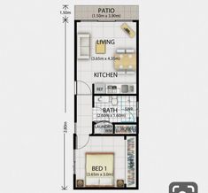 the floor plan for a two bedroom apartment with an attached bathroom, living room and dining area