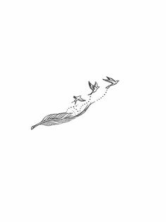 a drawing of two birds flying in the sky with an arrow drawn on it's side