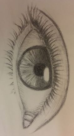 a drawing of an eye with long eyelashes