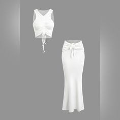 Mica’s Ruched Skirt And Top Co Ord! Nwt! All Purchases Ship Same Day/ Next Day! Bundle To Save! All Reasonable Offers Accepted! Chic White Ruched Maxi Skirt, White Ruched Long Skirt, White Long Ruched Skirt, White Ruched Fitted Maxi Skirt, Casual Fitted Ruched Maxi Skirt, Fitted White Ruched Maxi Skirt, White Ruched Maxi Skirt, Casual Ruched Maxi Skirt, Blazer And Skirt Set