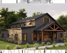 this is an image of a house plan for a small cabin style home in the woods