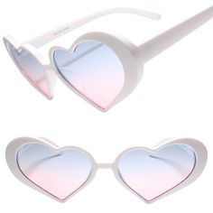 Description: These heart-shaped sunglasses offer a classic appearance that is popular among all ages of women. These glasses are not only fashionable and trendy, but also very stylish and high quality. These are designed for superior UV protection, featuring UV400 technology, blocking UVA and UVB sun-rays that are harmful to your eyes. Measurements: Lens Width: 51mm Bridge Width: 22mm Temple Length: 145mm If you have any questions regarding this product, please contact us via eBay message and al White Heart-shaped Sunglasses With Gradient Lenses, White Heart-shaped Sunglasses For Valentine's Day, White Sunglasses With Gradient Lenses As Gift, White Sunglasses With Gradient Lenses As A Gift, White Plastic Sunglasses As Gift, White Plastic Sunglasses For Gift, White Heart-shaped Sunglasses For Summer, Heart-shaped Glass Sunglasses For Gift, Heart-shaped Glass Sunglasses As Gift