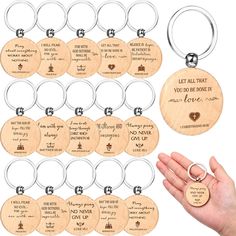 personalized wooden keychains with engraved names and date for each member in the family