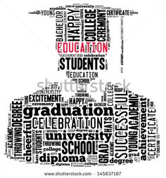 the word graduation written in red and black on a white background with an image of a man