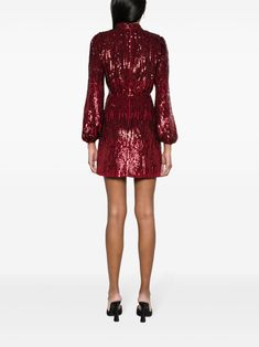 Rixo Samantha Sequinned Minidress - Farfetch Red Chiffon Dress, Tulle Midi Dress, Purple Midi Dress, Red Chiffon, Sequin Design, Chiffon Midi Dress, Womens Cocktail Dresses, Silk Midi Dress, Red Midi Dress