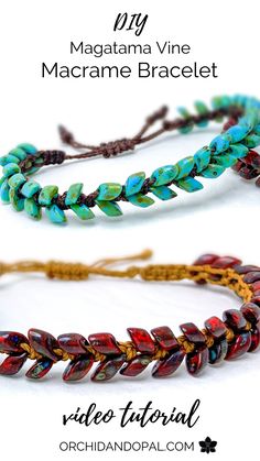 the macrame bracelet is made with beads and leather