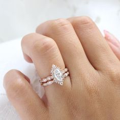 Marquise lab grown diamond ring gold bridal set in halo ring wedding set is alternative engagement ring stacks for yesShop unique lab diamond rings Engagement Ring Stacks, Scalloped Ring, Marquis Diamond, Halo Bridal Set, Black Diamond Studs, Halo Diamond Earrings, Marquise Diamond Ring, Black Diamond Earrings, Detailed Engagement Ring