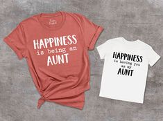 Matching Aunt And Nephew Niece Shirt, Gift For New Aunt, Happy Aunt Shirt, Matching Auntie And Me Gifts, Aunt And Baby Outfit, Aunt To Be Gift 🎈HOW TO ORDER 1-) Please, check and review all the photos. 2-) Choose your t-shirt size and color. *Different styles of shirts may have different shades of same color choice due to different manufacturer brands. *For this reason, we recommend you to match shirts from the same styles if you want precisely matching colors (ex. Unisex, V-necks, Toddler, etc Aunt Things, Aunt And Nephew, Auntie Baby Clothes, Aunt Baby Clothes, Aunt Baby, Aunt To Be, Auntie Era, Auntie Baby, Aunt Niece