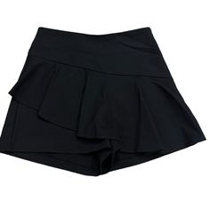 Zara Size Small Black Ruffle Skort. New Without Tags-Never Worn Black Stretch Ruffle Skort, Casual Black Skort By Zara, Zara Black Casual Skort, Zara Casual Black Skort, High Waist Black Shorts With Ruffles, High Waist Black Ruffled Shorts, Black High-waisted Ruffled Shorts, Fitted Black Ruffled Shorts, Zara Black Shorts For Night Out