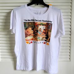 Nwt Friends Tv Show Thanksgiving Tshirt - The One With The Late Thanksgiving. Best Show Ever! Size - Large Friends Tv Show Thanksgiving Shirts, Friends Tv Show Thanksgiving, Rainbow Tee, Swiftly Tech Short Sleeve, Pitbull Mom, Black Graphic Tees, Friends Tv Show, Blue Tee, Friends Tv