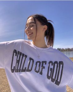 Child of God Unisex Christian Crewneck Sweatshirt — Child of God Co. Child Of God Hoodie, God Inspired Outfits, Cool Christian Tshirts, God Clothes Design, Christian Merch Aesthetic, That Christian Girl, Christian Fashion Outfits, God Merch, Christian Brands