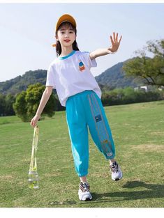 Introducing our Summer Girls Contrast Cartoon Tops and Striped Sweatpants Set, a perfect combination of style and comfort. Made with high-quality cotton and polyester, it's not only fashionable but also suitable for any season. With a regular sleeve style and O-neck collar, it's perfect for girls ages 4-12. Upgrade your little one's wardrobe today. Estimated Delivery: 20 Days-excluding weekends and holidays SPECIFICATIONS Style: Fashion /Sleeve Style: Regular Sleeve Length(cm): Short /Season: An Playful Blue Pants With Pockets, Blue Playwear Pants With Elastic Waistband, Blue Pants With Elastic Waistband For Playwear, Cotton Sweatpants For Spring Playwear, Light Blue Cotton Sporty Pants, Light Blue Sporty Cotton Pants, Sporty Light Blue Cotton Pants, Playful Blue Bottoms For School, Blue Playful Playwear Pants