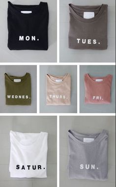 day of the week shirts Shirts With Words, Mode Inspiration, Street Styles, Outfits Casuales, Look Cool, Cute Shirts, Look Fashion, Capsule Wardrobe, Different Types