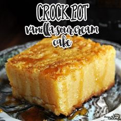 a close up of a piece of cake on a plate with the words mini dessert cake above it