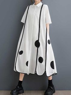 SkuCY-!163300Material< 30% Polyester , >70%Cotton StyleLoose , A-line , Half Sleeves FeaturePockets , Buttoned , Polka-dot , Split-front , Split-joint NecklineLapel OccasionVintage , Leisure Fashion SeasonsSpring , Summer TypeMidi Dresses , Shirt Dress ColorBLACK,WHITESizeOne_size Please consult the size chart we provide for this item's measurements to help you decide which size to buy.Please note: There may be 1-3cm differ due to manual measurement.CMINCHBustShoulderSleeveLengthOne_size1205418113 Leisure Fashion, Yoga Activewear, Midi Shirt Dress, White Shirt Dress, Black Shirt Dress, Fashion Seasons, Green Lace, White Midi Dress, Belleza Natural