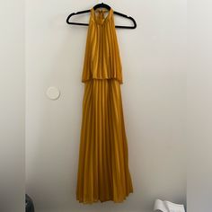 Beautiful Dress, New With Tag. Size 6 And Is Part Of Asos Tall Line So Perfect For Tall Girlies. Purchased For A Wedding But Ended Up Wearing Another Dress Instead. Flowy Halter Neck Dress For Wedding, Flowy Halter Neck Wedding Dress, A-line Pleated Dress For Wedding Guest, Elegant Yellow Pleated Maxi Dress, Dressy Pleated Wedding Dress, Elegant Yellow Pleated Dress, Sleeveless Pleated Bridesmaid Dresses, Dressy Pleated Midi Dress For Wedding, Yellow Pleated Dress For Cocktail Occasions