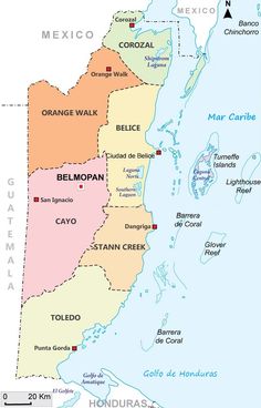 a map of the state of belmopan with major cities and roads in spanish