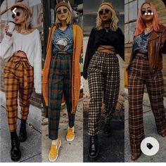 Marni High Waist Classic Vintage Plaids Style Pants Waist 14”Rise 11”Inseam 32” 80s Aesthetic Outfits Women, 90s Fashion Grunge Vintage, Grunge Style Outfits, Moda Grunge, Fashion Guys, Pant Trends, Taylor Hill, 90s Fashion Outfits, Womens Fashion Edgy