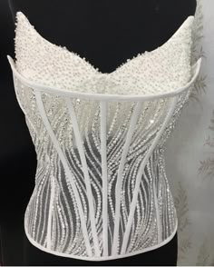 Creative Corset Designs, Conical Corset, Beading Designs On Corset, Corsetry Couture, Pearls Corset, Luxury Sequined Wedding Corset, Corset Embroidery Haute Couture, Transparent Corset, Wedding Dresses Vintage Princess