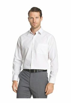 ~Up for sale is a Van Heusen Men's Ultimate Easy Care Super Long Sleeve Button Up Dress Shirt  Size is 16 1/2. 32/33 Large . Color: White.  Description Get smart. This poplin dress shirt is designed for the man on the move, with a wrinkle-free finish that allows you to wash, dry and wear. It features a flattering point collar and single pocket for a traditional men's look that always means business. Details Style Number: 20M0070100 Imported Regular fit Point collar Barrel cuff Chest pocket Butto Relaxed Fit Cotton Dress Shirt For Office, Formal Cotton Shirt With Relaxed Fit, Formal Relaxed Fit Cotton Shirt, Relaxed Fit Cotton Shirt For Formal Occasions, Semi-formal Long Sleeve Dress Shirt With Button Cuffs, Semi-formal Long Sleeve Dress Shirt With Hidden Button Closure, Men’s White Dress Shirt, White Semi-formal Dress Shirt With Fold Down Collar, White Semi-formal Shirt With Button Cuffs