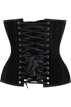 Overbust corset made of velvet fabric Front Busk Closure 10 Spiral Steel boned with 4 Flat steel bones Ribbon tie closure at back for cinching Privacy Panel Lined Hand Wash Velvet Corset Dress With Boned Bodice, Fitted Velvet Corset Dress With Boned Bodice, Gothic Underbust Velvet Corset, Gothic Velvet Underbust Corset, Gothic Velvet Corset With Boned Bodice, Gothic Corset Belt With Boning, Gothic Velvet Corset For Costume Party, Fitted Velvet Overbust Corset, Velvet Underbust Corset