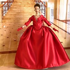 Outlander inspired red gown for Claire made to fit Tyler Wentworth and other dolls of same body size. Ribbon Pattern, Red Gown, Red Gowns, Red Ribbon, Clothes Accessories, Body Size, Outlander, Manchester, Doll Clothes