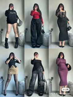 Midsize Casual Outfit Winter, Acubi Fashion Y2k Plus Size, Kpop Plus Size Outfits, Thick Asian Outfit, Outfit For Curvy Body Type, Acubi Fashion Mid Size, Scuba Grunge Chic, Y2k Chubby Outfits, Asian Plus Size Outfits