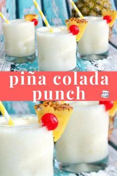 pina colada punch with pineapples and cherries