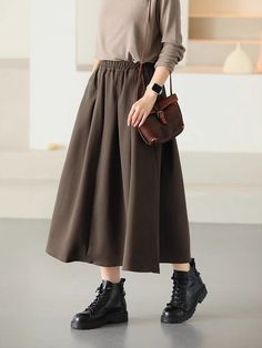 Details: Gender: Women Item Type: Skirt Material: Cotton Season: Spring, Autumn Pattern: Solid Style: Casual, Loose, Retro Waist Type: Elastic Waist Size: One Size Waist: 64.00 - 100.00 cm/ 25.20 - 39.37 " Length: 79.00 cm/ 31.10 " Cotton Skirt, Color Khaki, Casual Fall, Shoe Box, Elastic Waist, My Style, Pattern, How To Wear, Color