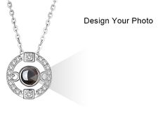 Personalized Photo & 100 Languages Projection Necklace Personalized Silver Chain Necklace With Round Pendant, Silver Personalized Chain Necklace With Round Pendant, Personalized Silver Round Chain Necklace, Engraved White Gold Chain Necklace For Gift, Formal Silver Circle Necklace, Silver Circle Necklace For Formal Occasions, Silver Pendant Chain Necklace As Gift For Her, White Gold Clavicle Chain Necklace With Round Pendant, Anniversary Necklace With Round Silver Pendant