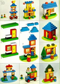 instructions for building a lego house from the early 1960s, with pictures and instructions on how to build it