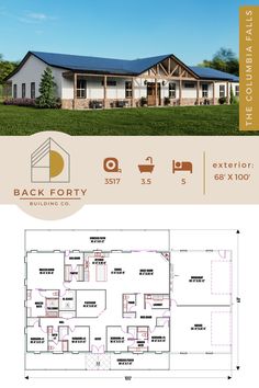 Square Footage: 3517 Sq. ft.
Bedrooms: 5
Bathrooms: 3.5
Garage Bays: 4
Exterior: 68′ x 100′ Metal Building House Plans, Barn Homes Floor Plans, Barn House Design, Pole Barn House, Pole Barn House Plans, Barn Style House Plans, Building Plans House, Barndominium Floor Plans