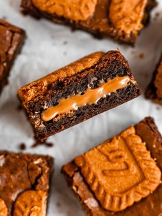 chocolate brownies with caramel drizzle on top