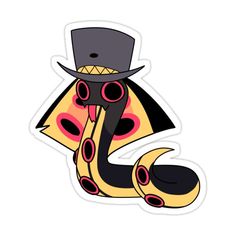 a sticker with an image of a snake wearing a top hat