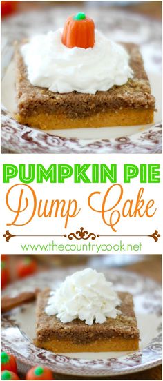 pumpkin pie dump cake with whipped cream on top