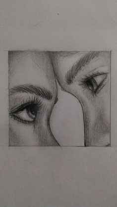 a pencil drawing of two women's eyes