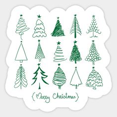 merry christmas tree -- Choose from our vast selection of stickers to match with your favorite design to make the perfect customized sticker/decal. Perfect to put on water bottles, laptops, hard hats, and car windows. Everything from favorite TV show stickers to funny stickers. For men, women, boys, and girls. Christmas Tree Sketch, Christmas Tree Drawing, Christmas Doodles, Winter Crafts For Kids, Tattoos For Kids, Tree Drawing, Christmas Card Design, Winter Crafts, Christmas Music