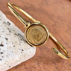 14KT Yellow Gold Matte Replica Roman Coin Open Bangle Bracelet – LSJ Coin Gold Bracelet, Luxury Vintage Round Bracelets, Gold Tarnish-resistant Round Cuff Bracelet, Coin Bracelet Gold, Engraved Gold-plated Round Bracelet, Engraved Round Gold-plated Bracelet, Engraved Gold-plated Bracelet, Tarnish Resistant Yellow Gold Round Cuff Bracelet, Tarnish Resistant Yellow Gold Cuff Bracelet