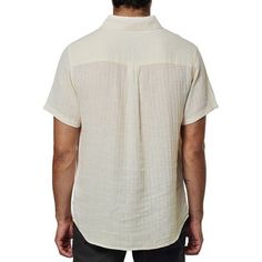 Made with a cotton-linen blend, the Katin Alan Solid Short-Sleeve Shirt is a versatile button-up that feels great against our skin. Cotton Short Sleeve Shirt For Beach, Beige Cotton Shirt For Vacation, Solid Cotton Short Sleeve Beach Shirt, Classic Cotton Tops For Vacation, Classic Cotton Vacation Tops, Cotton Top With Placket For Vacation, Cotton Tops With Placket For Vacation, Spring Solid Cotton Camp Shirt, Casual Unstructured Beige Shirt