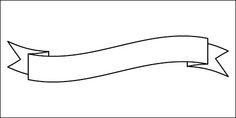 a black and white line drawing of a ribbon with an empty space for text on it