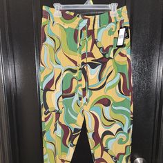 Nwt. Multi-Colored Pants. Great For Work, Evening Out, Etc. 92% Polyester 8% Spandex. Size Large. Stretch Multicolor Bottoms For Workwear, Stretch Multicolor Pants For Work, Velvet Pantsuit, Black Three Piece Suit, Becca Tilley, Bodysuit Blouse, Le Suit, Pink Bodysuit, Pinstripe Pants