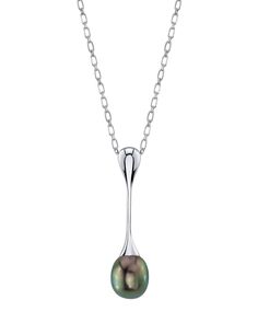 This 9mm Tahitian South Sea pearl teardrop-shape pendant is made of high quality sterling silver and exhibits a gorgeous AAA quality pearl with 'Very High' luster (please see our pearl grading section for more information). All Tahitian South Sea pearls are imported directly from the lagoons of Tahiti, where only the highest quality pearls are produced and harvested. The pearl pendant includes a 17 inch sterling silver chain and comes in a beautiful jewelry gift box. White Gold Pearl Necklace With Teardrop Pendant, White Gold Drop Pearl Necklace, White Gold Teardrop Pearl Necklace, Formal Drop Necklace With Pearl Pendant, Formal Pear-shaped Drop Necklace With Pearl Pendant, Teardrop Pearl Pendant Necklace, Sterling Silver Teardrop Pearl Necklace, Tahitian Pearl Pendant, Sea Pearl