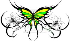 a butterfly with green and yellow wings